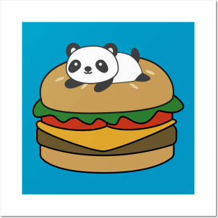 Cute Panda On A Burger T-Shirt Posters and Art